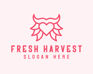 Pink Bull Heart  logo design