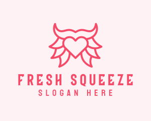 Pink Bull Heart  logo design