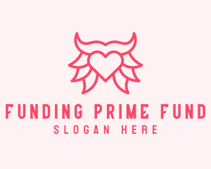 Pink Bull Heart  logo design