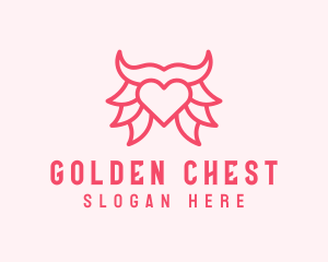 Pink Bull Heart  logo design