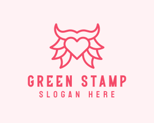 Pink Bull Heart  logo design