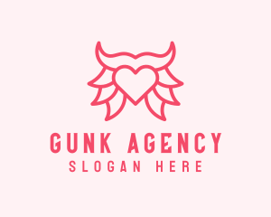 Pink Bull Heart  logo design