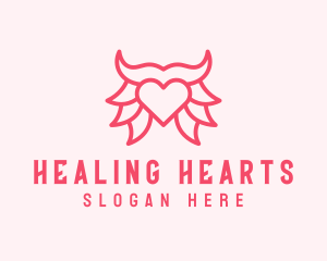 Pink Bull Heart  logo design