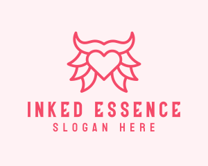 Pink Bull Heart  logo design