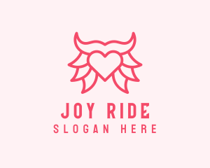 Pink Bull Heart  logo design