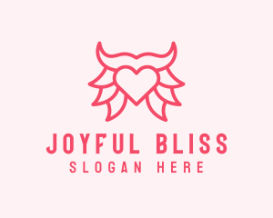 Pink Bull Heart  logo design