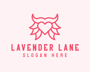 Pink Bull Heart  logo design