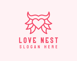 Pink Bull Heart  logo design