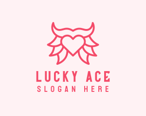 Pink Bull Heart  logo design