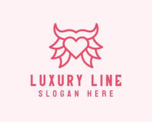 Pink Bull Heart  logo design