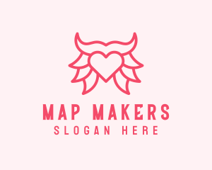 Pink Bull Heart  logo design