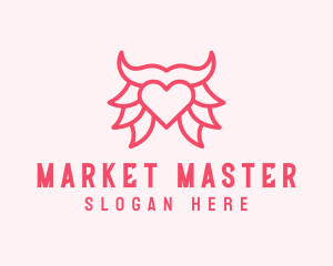 Pink Bull Heart  logo design