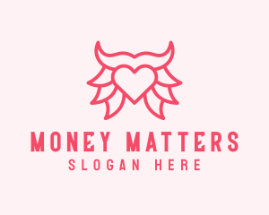 Pink Bull Heart  logo design