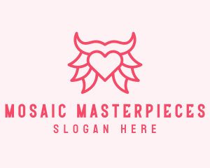 Pink Bull Heart  logo design