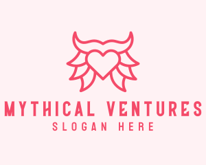 Pink Bull Heart  logo design