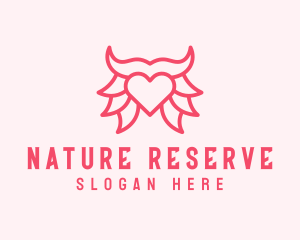 Pink Bull Heart  logo design