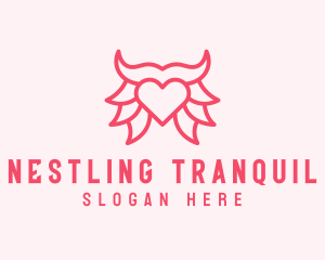 Pink Bull Heart  logo design