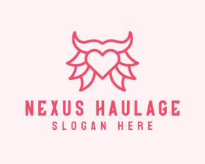 Pink Bull Heart  logo design