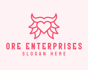 Pink Bull Heart  logo design