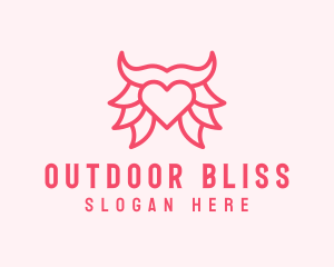 Pink Bull Heart  logo design