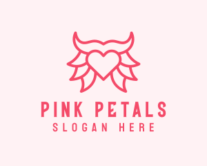 Pink Bull Heart  logo design