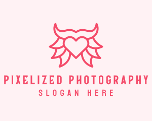 Pink Bull Heart  logo design