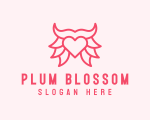 Pink Bull Heart  logo design