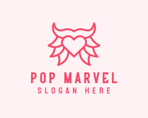 Pink Bull Heart  logo design