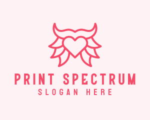 Pink Bull Heart  logo design