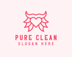 Pink Bull Heart  logo design