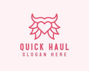 Pink Bull Heart  logo design