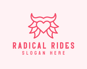 Pink Bull Heart  logo design