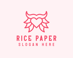 Pink Bull Heart  logo design