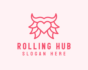 Pink Bull Heart  logo design