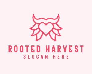 Pink Bull Heart  logo design