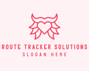 Pink Bull Heart  logo design