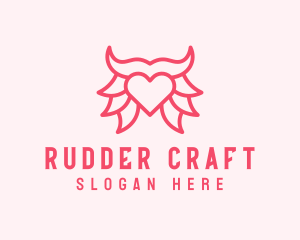 Pink Bull Heart  logo design