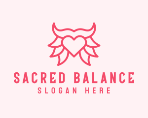 Pink Bull Heart  logo design