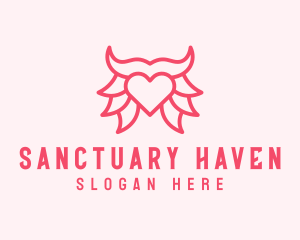 Pink Bull Heart  logo design