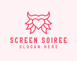 Pink Bull Heart  logo design