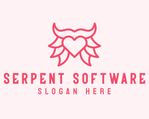 Pink Bull Heart  logo design