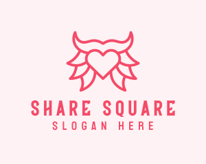 Pink Bull Heart  logo design