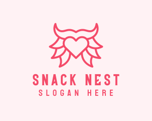 Pink Bull Heart  logo design