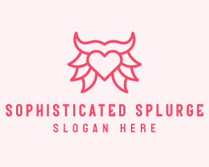 Pink Bull Heart  logo design