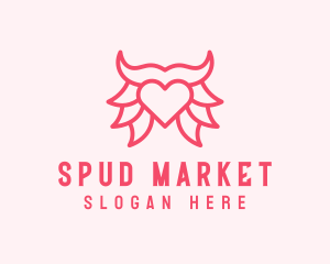 Pink Bull Heart  logo design