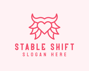 Pink Bull Heart  logo design