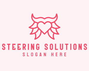 Pink Bull Heart  logo design