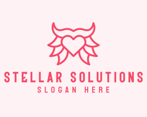 Pink Bull Heart  logo design