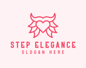 Pink Bull Heart  logo design