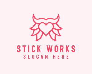 Pink Bull Heart  logo design